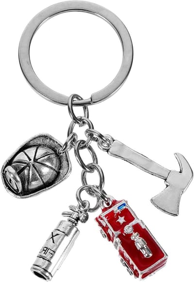 Brandweer Sleutelhanger - Accessoire Hanger - Tassen Decoratie - Multifunctioneel Ontwerp - 8 x 28 cm - Zilverkleurig
