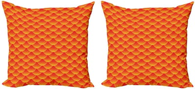 ABAKUHAUS – Verbrand oranje kussenhoesenset 2x40x40 cm – Dubbelzijdig bedrukt