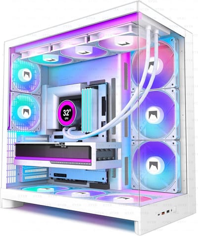 Grote ATX Mid-Tower PC Behuizing met Dubbele Kamer en 8 Voorgeïnstalleerde ARGB PWM Ventilatoren
