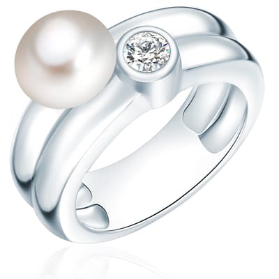 Valero Pearls Valero Pearls Parel ring Sterling zilver Gekweekte zoetwaterparels wit
