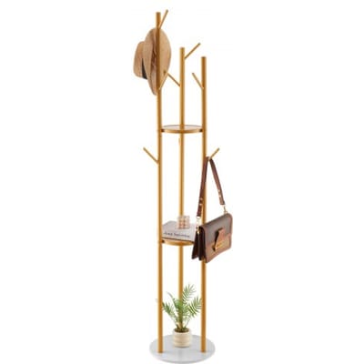 VEVOR Kapstok 340x340x1700 mm, Kledingrek met kwartsstenen voet en 9 haken, Boomvormig kapstok voor entree, kantoor, woonkamer, hanger voor jas, hoed, sjaal, tas