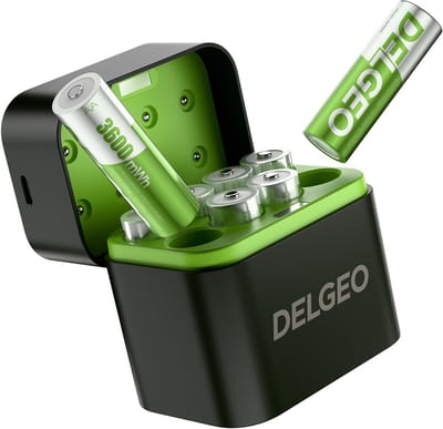 Delgeo 1.5V AA Oplaadbare Lithium Batterijen - 3600mWh Lithium Ion - Inclusief USB-C Oplaadbox - Set van 8