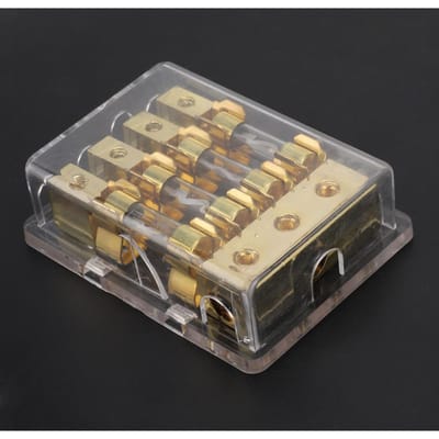 12V 60A Auto Auto Stereo Audio Circuit Mes Zekeringhouder Doos Blok 1 in 4 Wegen Uit beige