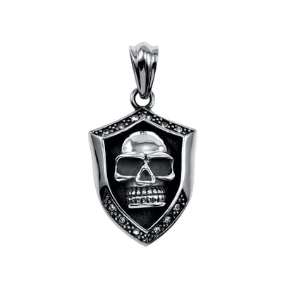 56mm x 30mm Schedel Hanger Heren - Gepolijst RVS - Grote Schildhanger met 3D-Schedelkop - Biker Hanger