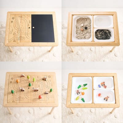 Petite Amélie Houten Activiteiten tafel - Kindertafel -Stimuleert Motorische & Cognitieve Ontwikkeling
