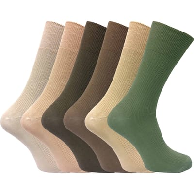 Set van 6 sokken zonder elastiek herensokken van 100% katoen - Beige