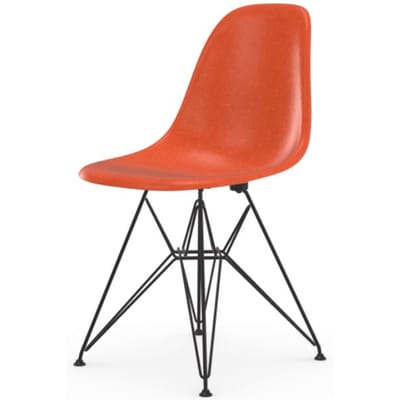 Vitra - Eames Fiberglass Side Chair DSR - Red Orange - basic dark gepoedercoat - oranje