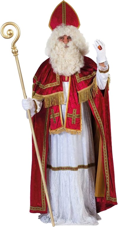 Funny Fashion Sinterklaaspak kostuum - inclusief gouden staf van 185 cm - verkleedkleding