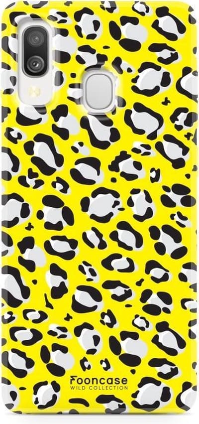Fooncase Hoesje Geschikt voor Samsung Galaxy A40 - Shockproof Case - Back Cover / Soft Case - Luipaard / Leopard print / Geel