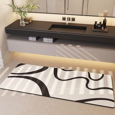 Badkamerwastafel Diatomeeënaarde Mat Badkamer Scheiding Nat en Droog Voetmat Huis Vochtregulerend Sneldrogend Antislip Mat 45 * 70cm