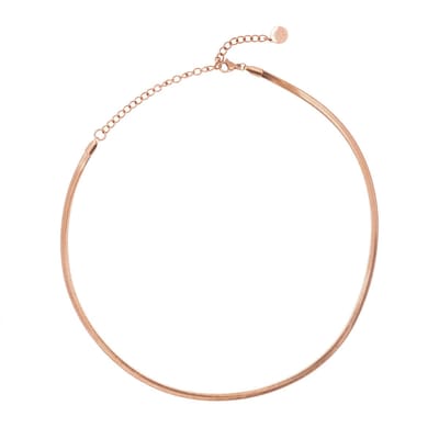 Chic by Lirette - Ketting Staal RVS Platte Schakels - Slang Schakel Collier - Roségoud - 43cm inc. Sieradenzakje