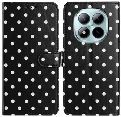 Hoesje Geschikt voor Xiaomi Redmi Note 15 Pro+ 5G | Polka Dot Wallet Book Case | Portemonnee Hoesje | 3 Pasjes | Magneetsluiting | Stand Functie | Zwart
