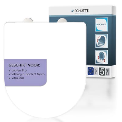 SCHÜTTE WC-Bril 82810 PRO 2 - D-vorm - Valrem - Afneembaar - Geschikt voor Laufen PRO, Villeroy & Boch O NOVO, Vitra S50 - Belastbaar tot 250 kg