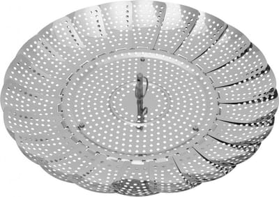 KINGHOFF - Stoommandje - Groente Stomer voor Pan - Stoominzet Opvouwbaar - Gezond Koken zonder Olie - Stoomrek Keuken - Staal - Ø28cm - Zilver
