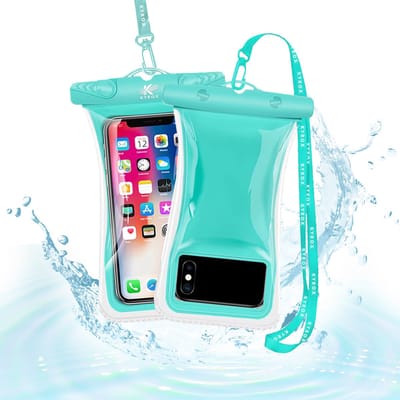 Kyrox Waterdicht Telefoonhoesje – Onderwater Hoesje Telefoon – Waterbestendige Telefoonhoes – Drijvend – Universeel voor Alle Smartphones – Gevoelig Touchscreen – met Verstelbare Band – Tot 7 Inch – Waterdichte Telefoonhoesje – Groen