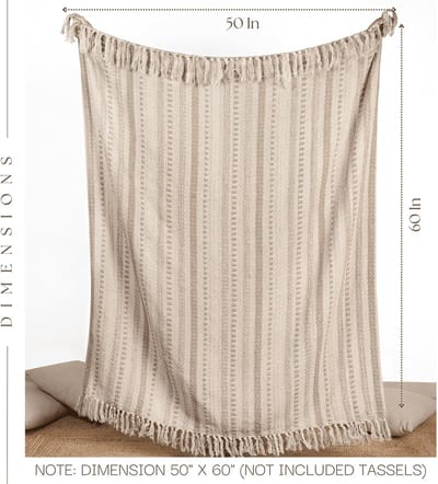 OmGoods - Dailygoody - Boerderij gooi deken - Boho woonkamer decor - Zacht en luxe - 50 x 60 inch - Katoenen streep - Perfect voor bank en stoel