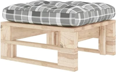 Houten Pallet Poef - Voetensteun Tuinbank - Buiten Ontspannen - Geïmpregneerd Grenenhout - 60x60x25 cm - Grijs