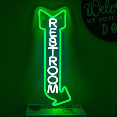 Daity 1 Pack - Badkamer neonlicht - wanddecoratie - toilet neon pijl LED neonbord - badkamer LED-bord - geschikt voor badkamers - hotels - bars (43*16cm)