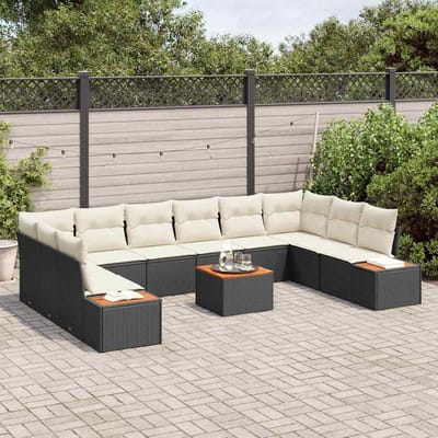 vidaXL - Tuinbank - Set - 10 - st - 10-Aantal - zitplaatsen - Zwart - en - Crème