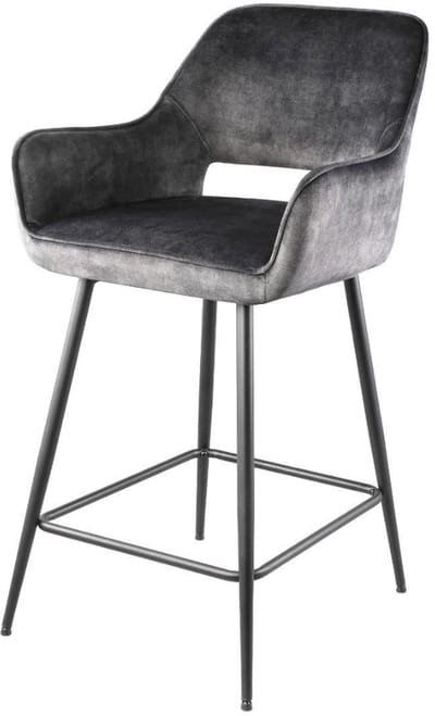 Ptmd Barstoel Fal Low Velvet - Antraciet