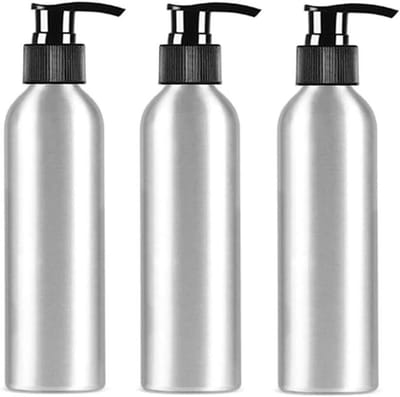 Aluminium pompflessen 250ml - 3 stuks - zilver - handig voor thuis en onderweg - ShopVlot