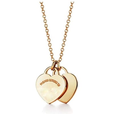 Tiff 925 Sterling Zilver Dames Ketting Dubbele Liefde Hanger Origineel Ontwerp Met Officieel Logo Kerstcadeau 45cm roze
