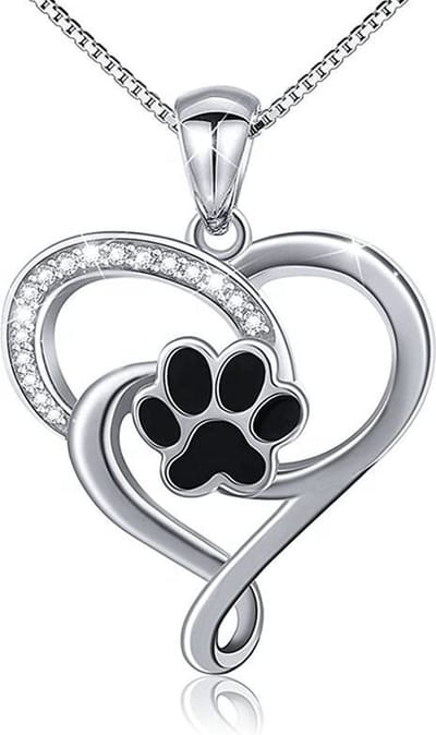 Donley As Ketting Hond & Kat - Urn Ketting voor Dieren - Zilverkleurig Hart met Pootje & Zirkonia - Crematie Asketting met Urn Vakje - Gedenksieraad Huisdier - Memorial Ashanger - Incl. Cadeauverpakking - Persoonlijk Herdenkingssieraad