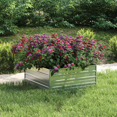 vidaXL - Plantenbak - verhoogd - 100x100x45 - cm - gegalvaniseerd - staal - zilver