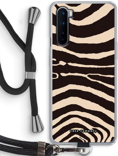Case Company® - Hoesje met koord geschikt voor OnePlus Nord hoesje met Koord - Arizona Zebra - Telefoonhoesje met Zwart Koord - Bescherming aan alle Kanten en Over de Schermrand