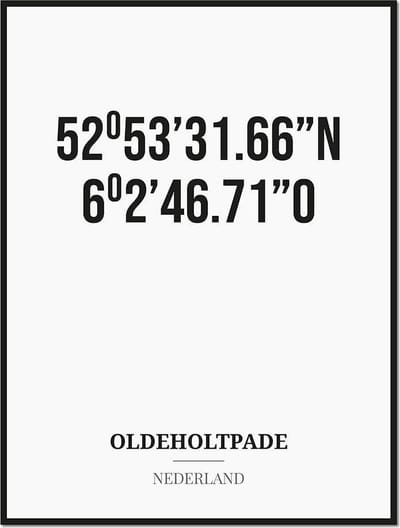 Poster/kaart OLDEHOLTPADE met coördinaten
