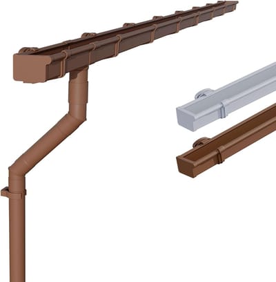 Dakgoot Set - Regenwater Afvoer - Tuinhuis Carport - Compleet PVC Materiaal - 3 Meter - Bruin
