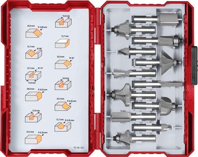 Freesset 12-delig met 8 mm as - Houtfrezen voor Bovenfrezen
