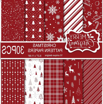 30 Vellen Feestelijke Kerstpatronen A4 Formaat - 10 Ontwerpen Dubbelzijdig Decoratief Papier voor Kaarten en Scrapbooking in Rood en Wit