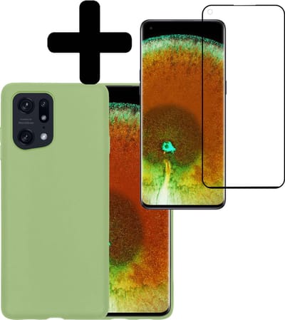 Hoesje - Met Screenprotector - Geschikt voor OPPO Find X5 - Sterk & Shockproof - Back Cover - Siliconen Case - Telefoon Hoes - Telefoonhoesjes - Groen
