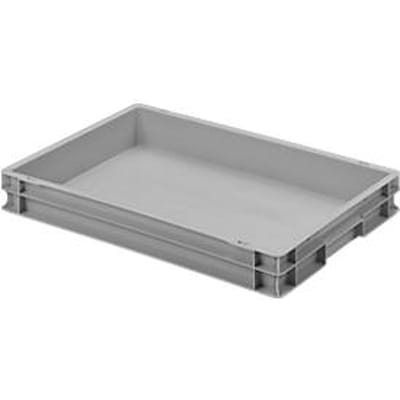 Stapelbak UNISTA L75 Ringoplast - polypropeen - L 600 x B 400 x H 75 mm - gesloten verzonken handgrepen - gladde bodem - grijs