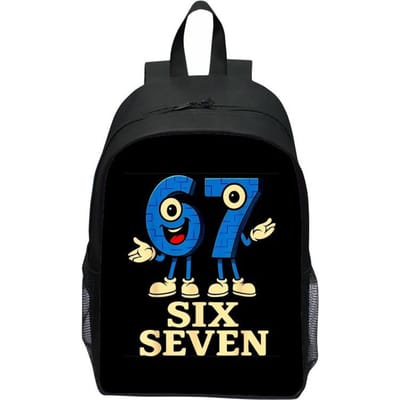 Nieuwe bedrukte 67six seven rugzak voor basisschoolleerlingen, casual cartoon lichtgewicht rugzak voor 12e klas