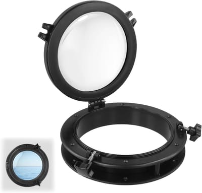 Patrijspoort rond 26.5 cm - zwart - voor boten, jachten en campers. Waterdicht en stijlvol design.