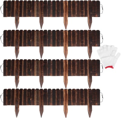 Set van 4 Houten Tuinafscheiding, Flexibel en Decoratief voor Bloembedden en Bomen