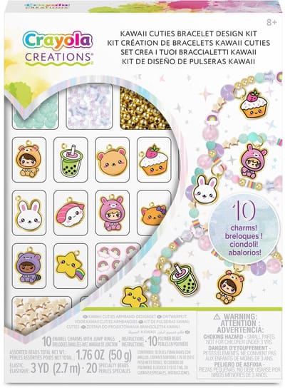 Crayola Creations - Hobbypakket - Armbandjes Maken Set - Kawaii DIY Sieradenkit - 10 Geëmailleerde Bedels - Kralen en Elastiek - 8+ jaar