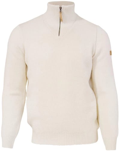 Ivanhoe trui NLS Elm Natural white half zip - 100% zuivere ongeverfde wol - XL