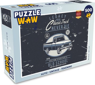 Puzzel Auto - Vintage - Tekening - Legpuzzel - Puzzel 500 stukjes