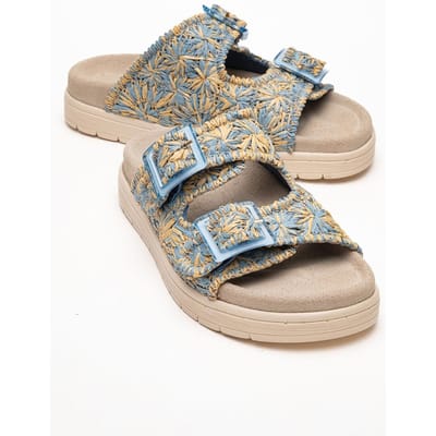 Milana Leer Double‑Strap Sandaal (Women)
