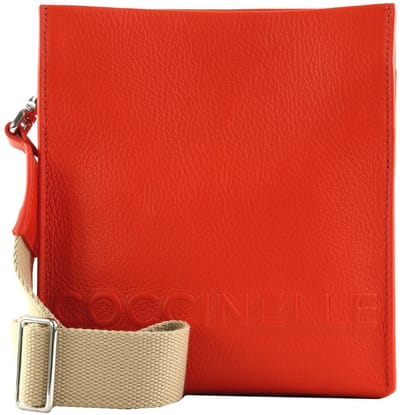 COCCINELLE Leren Schoudertas Myrtha Maxi Log Crossbody Bag Grained Leather Gazpacho Oranje