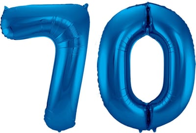 Ballon Cijfer 70 Jaar Blauw Helium Ballonnen Verjaardag Versiering Cijfer Ballon Feest Versiering Met Rietje - 86Cm