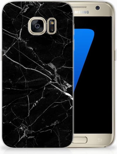 Samsung Galaxy S7 TPU Siliconen Hoesje Marmer Zwart - Origineel Cadeau Vader