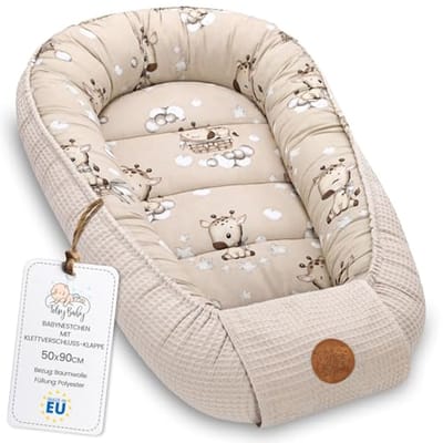 Handgemaakt Babynest voor Pasgeborenen - Dubbelzijdige Cocoon 90x50 cm van Wafelpiqué Katoen