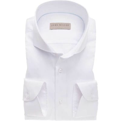 John Miller Overhemd Knitted Back Non-Iron Shirt White Wit / male