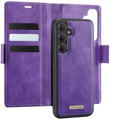 Solidenz Luxe 2-in-1 Wallet Hoesje geschikt voor Samsung Galaxy A16 - Magnetisch Afneembare Case - Paars