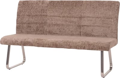 Bank MCW-G55, eetkamerbank, geborsteld roestvrij staal stof/textiel chenille Oeko-Tex, 160cm ~ bruin