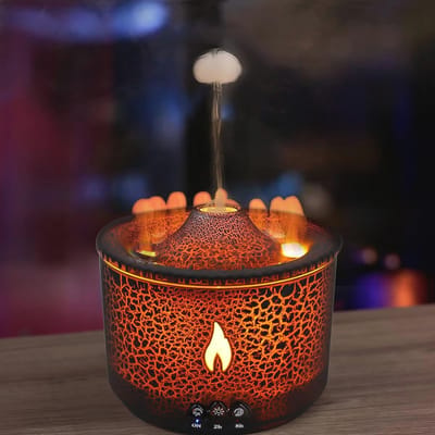Volcano Luchtbevochtiger 360 ml - Aromatherapie Machine voor Slaapkamer met Pulserende en Continue Modes, Dual Night Light Kleur en Afstandsbediening